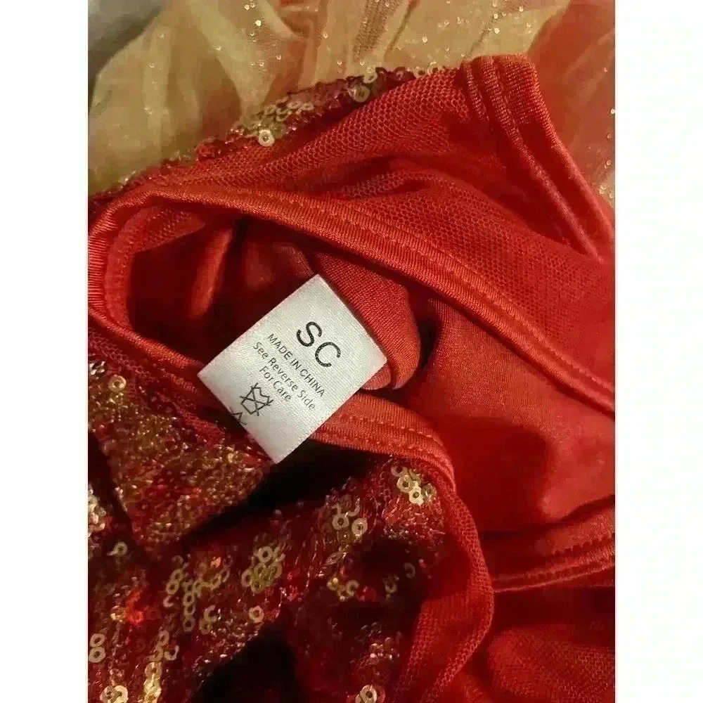 Dance Costume Child Small Red Gold Ballet Dance Sequin Tutu Dress‎ - Picture 7 of 9